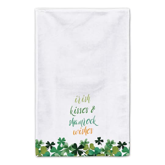 Irish Kisses Shamrock Wishes Tea Towel Set of 2